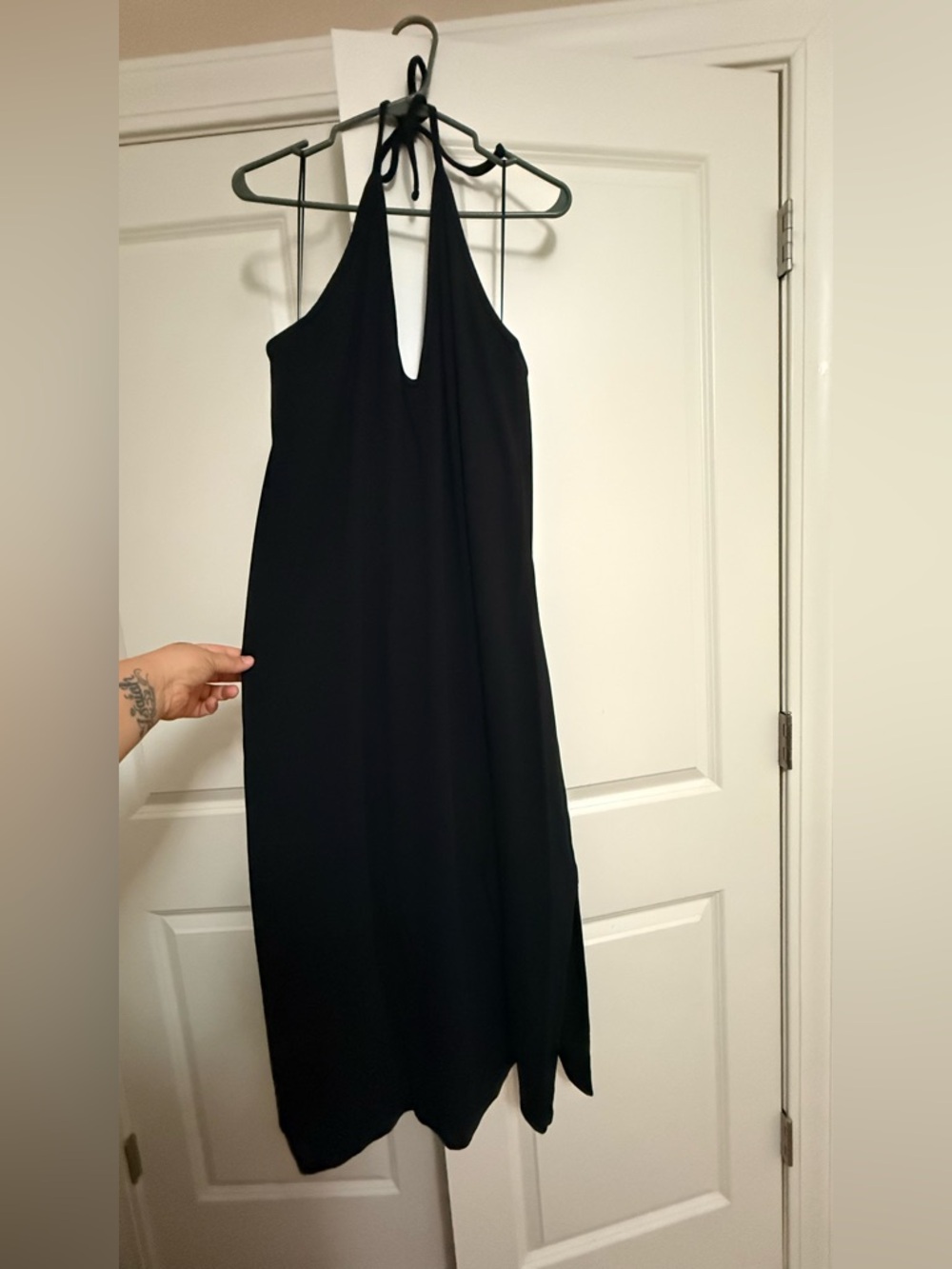 Old Navy Black One-Shoulder Halter Midi Dress